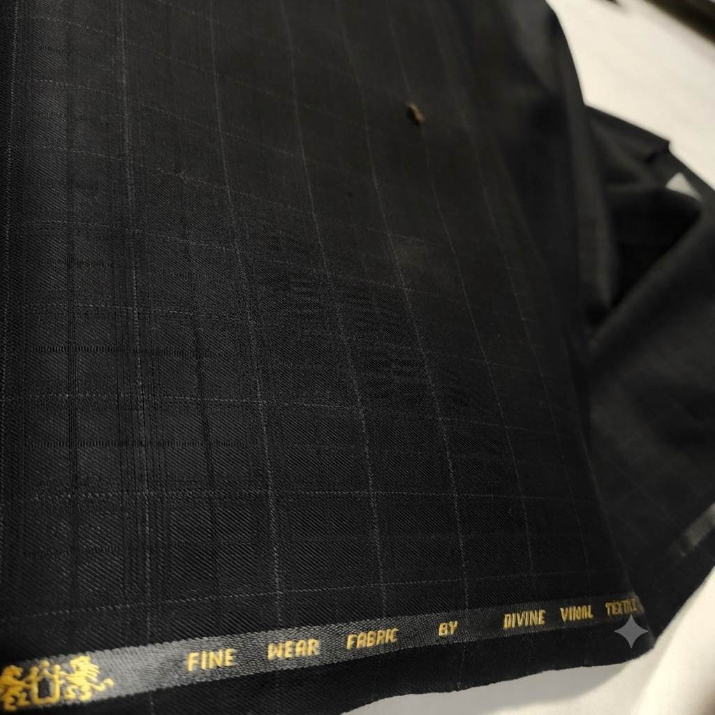 Classic Formal Suiting Material - Dark Windowpane Design