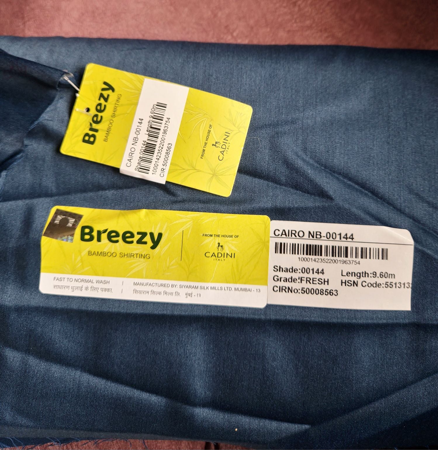 Siyaram’s Breezy Deep Blue Superfine Sustainable Bamboo Shirting Fabric | Cadini Italy Collection