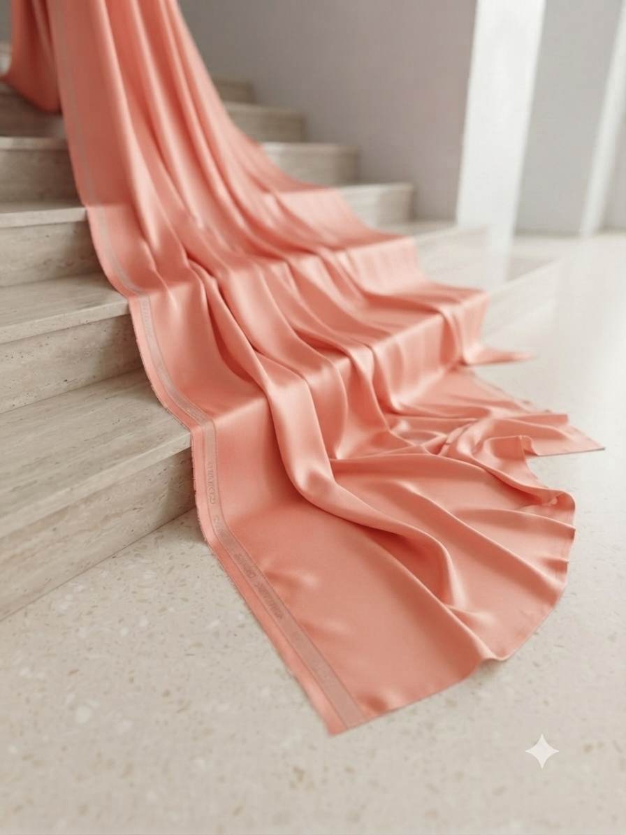 Siyaram’s Breezy Blush Peach Superfine Sustainable Bamboo Shirting Fabric | Cadini Italy Collection