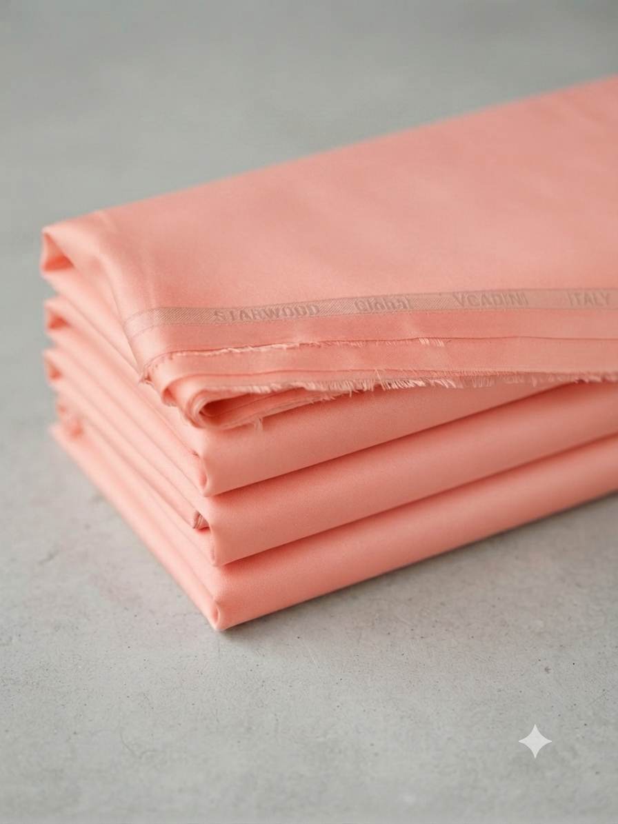 Siyaram’s Breezy Blush Peach Superfine Sustainable Bamboo Shirting Fabric | Cadini Italy Collection