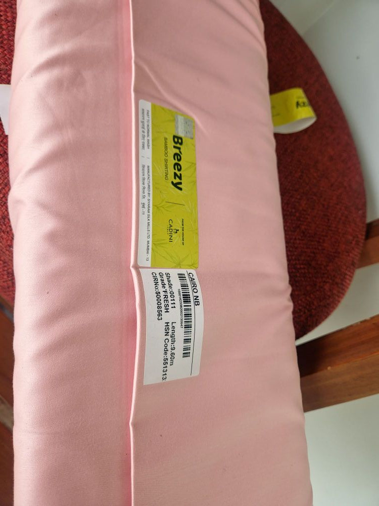 Siyaram’s Breezy Blush Peach Superfine Sustainable Bamboo Shirting Fabric | Cadini Italy Collection