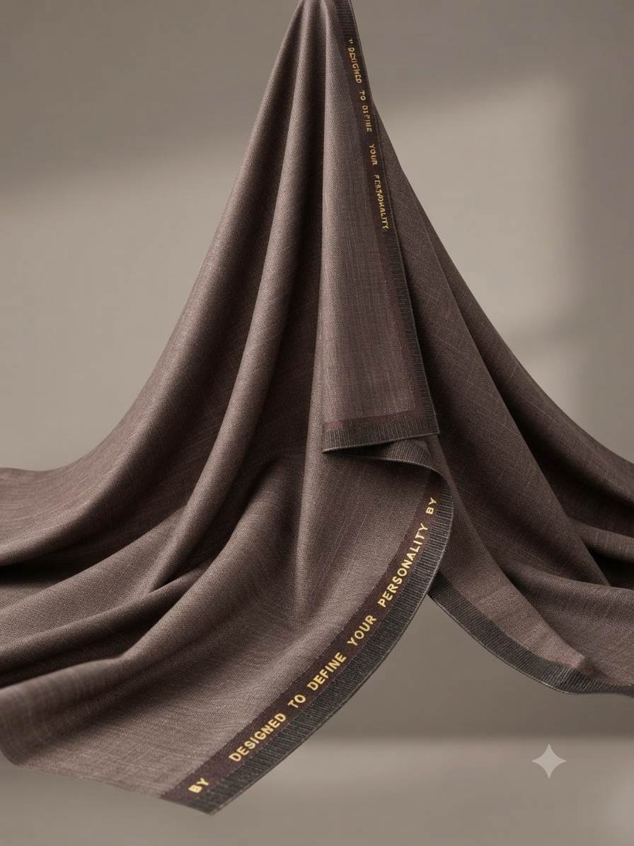 Premium Dark Brown Textured Suiting Fabric – "Designed to Define Your Personality"