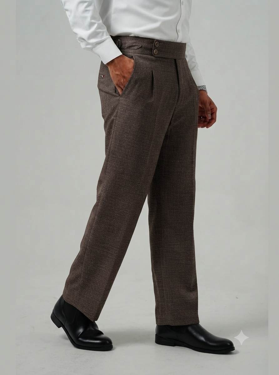 Premium Dark Brown Textured Suiting Fabric – "Designed to Define Your Personality"
