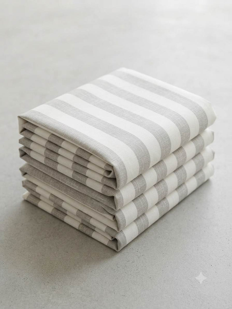 Off white with  Beige versatile Striped Shirting Fabric