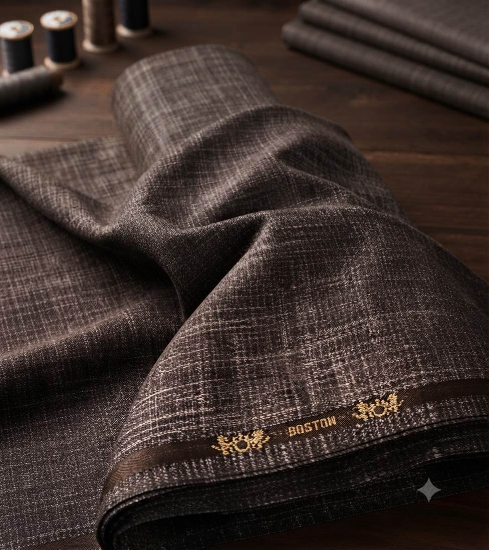 Boston Premium Brown Textured Suiting Fabric