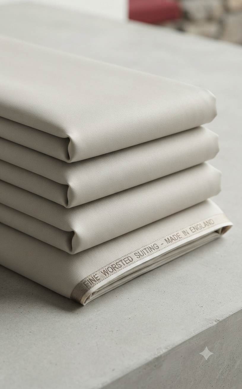Classic Ivory Suiting Fabric for Bespoke Formal Wear and Ceremonial Attire