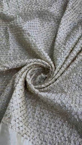 OFF WHITE Dyeable Russian Silk Fabric with Heavy Handwork Jaal