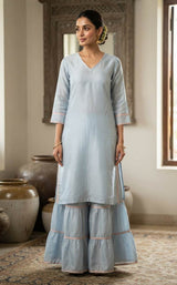 Pastel Sky Blue Chanderi fabric