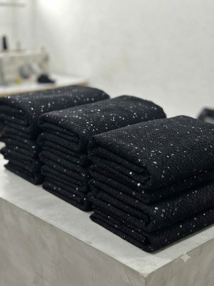 BLACK Schiffli Rayon fabric with Big Width 56"