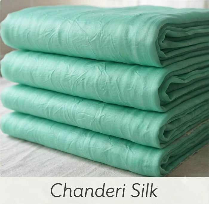 Lighter Sea Foam Chanderi silk Fabric