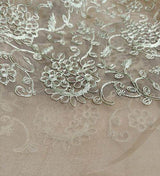 Pitta work embroidered Pale brown organza