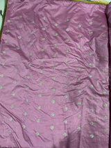 Embroidered Golden Glitter Motifs on Muted Rose-Pink Chanderi Silk Fabric