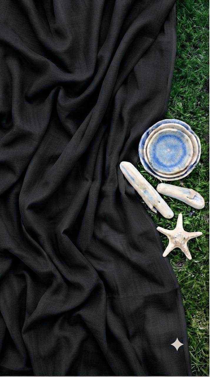 Black  Mul Cotton Fabric -Organic Fabric Coastal Weave
