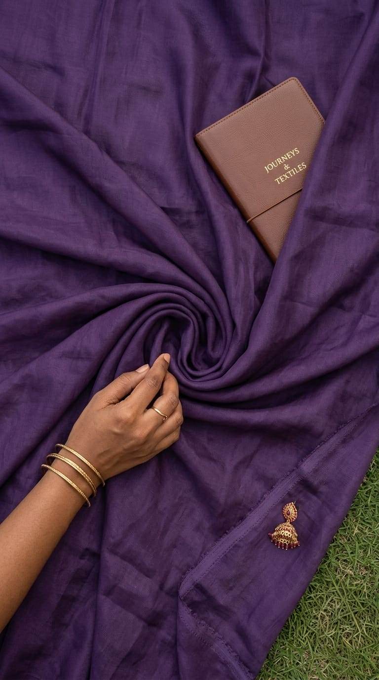 Deep Purple Mul Chanderi Fabric (Big Width)