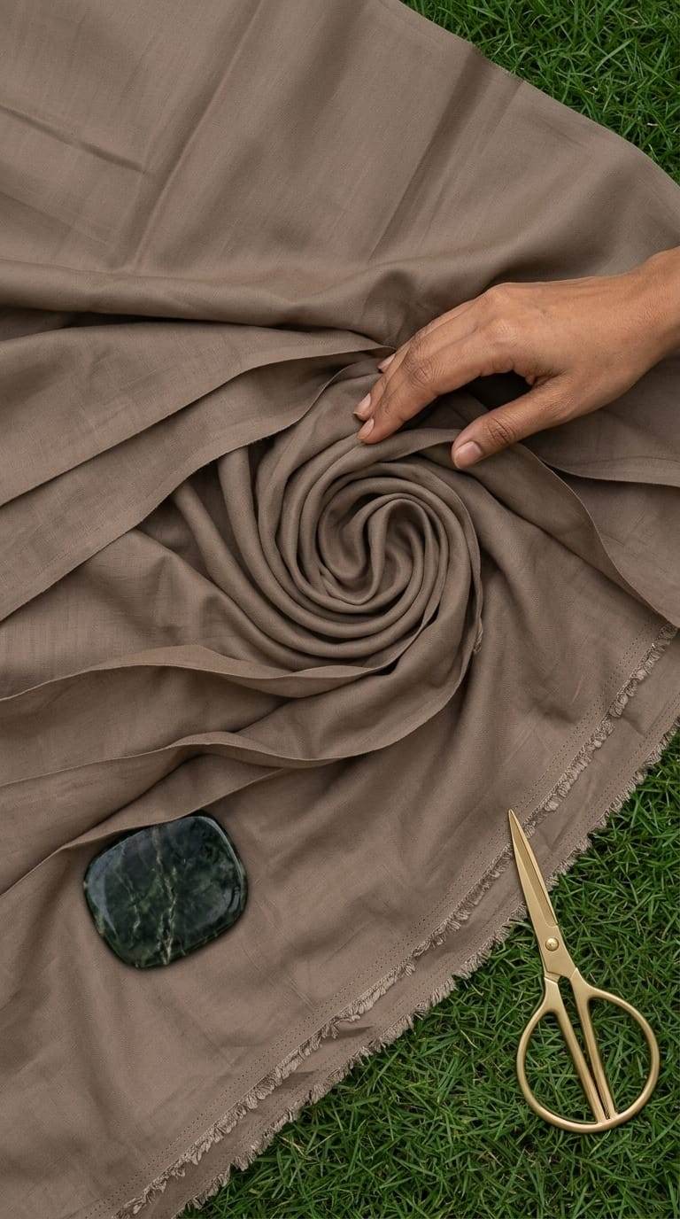 Chocolate Brown Mul Chanderi Fabric (Big Width)