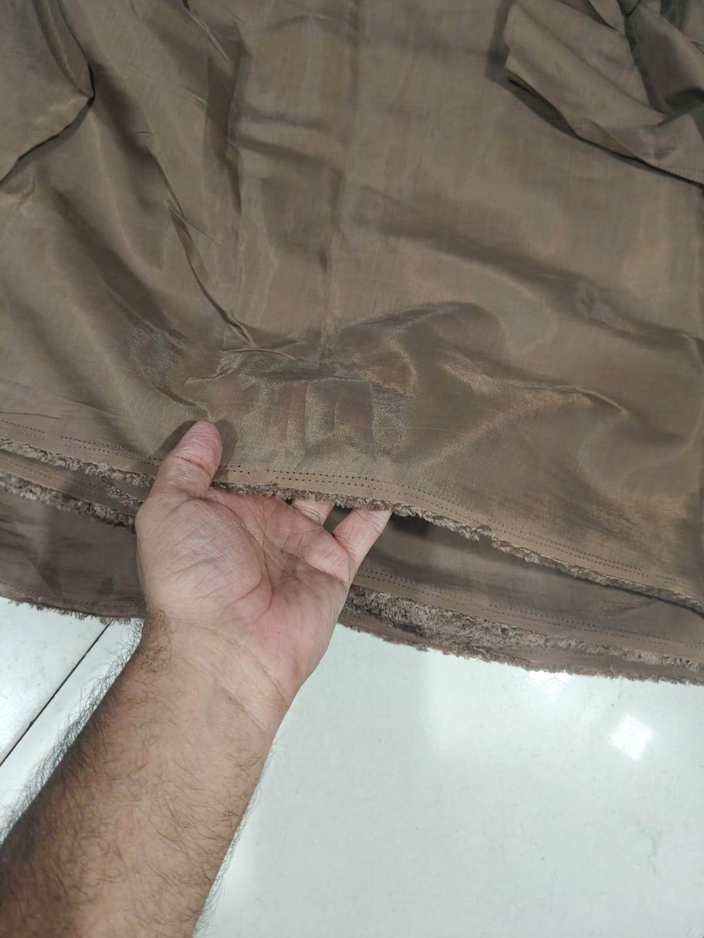 Chocolate Brown Mul Chanderi Fabric (Big Width)