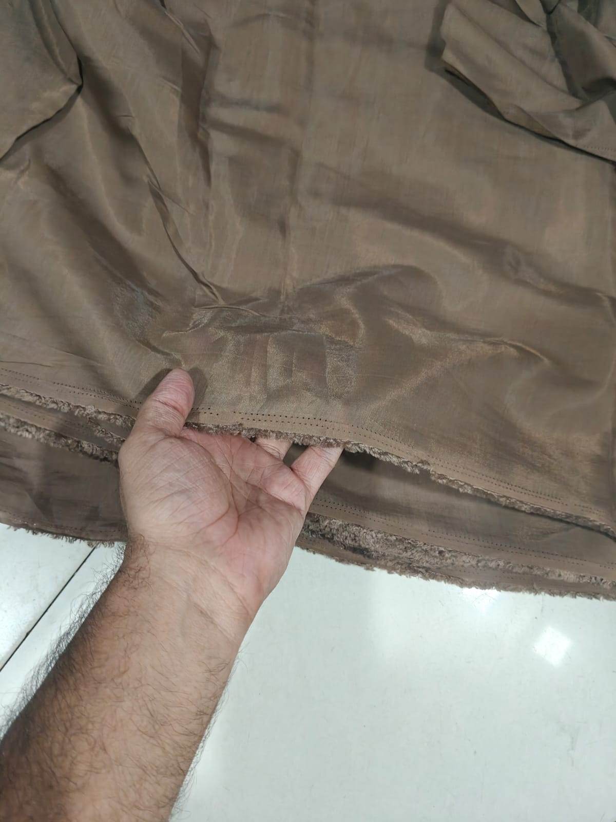 Chocolate Brown Mul Chanderi Fabric (Big Width)