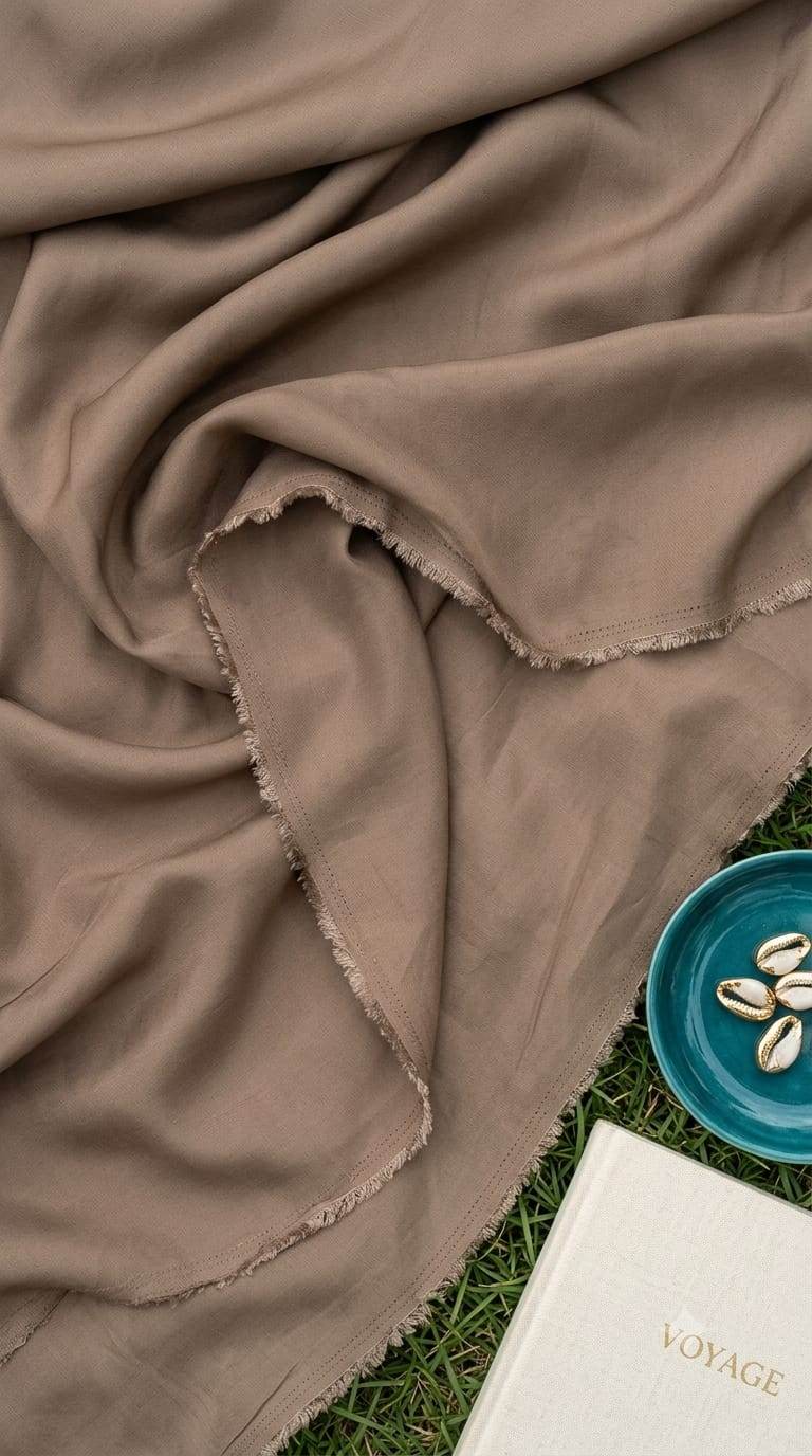Chocolate Brown Mul Chanderi Fabric (Big Width)
