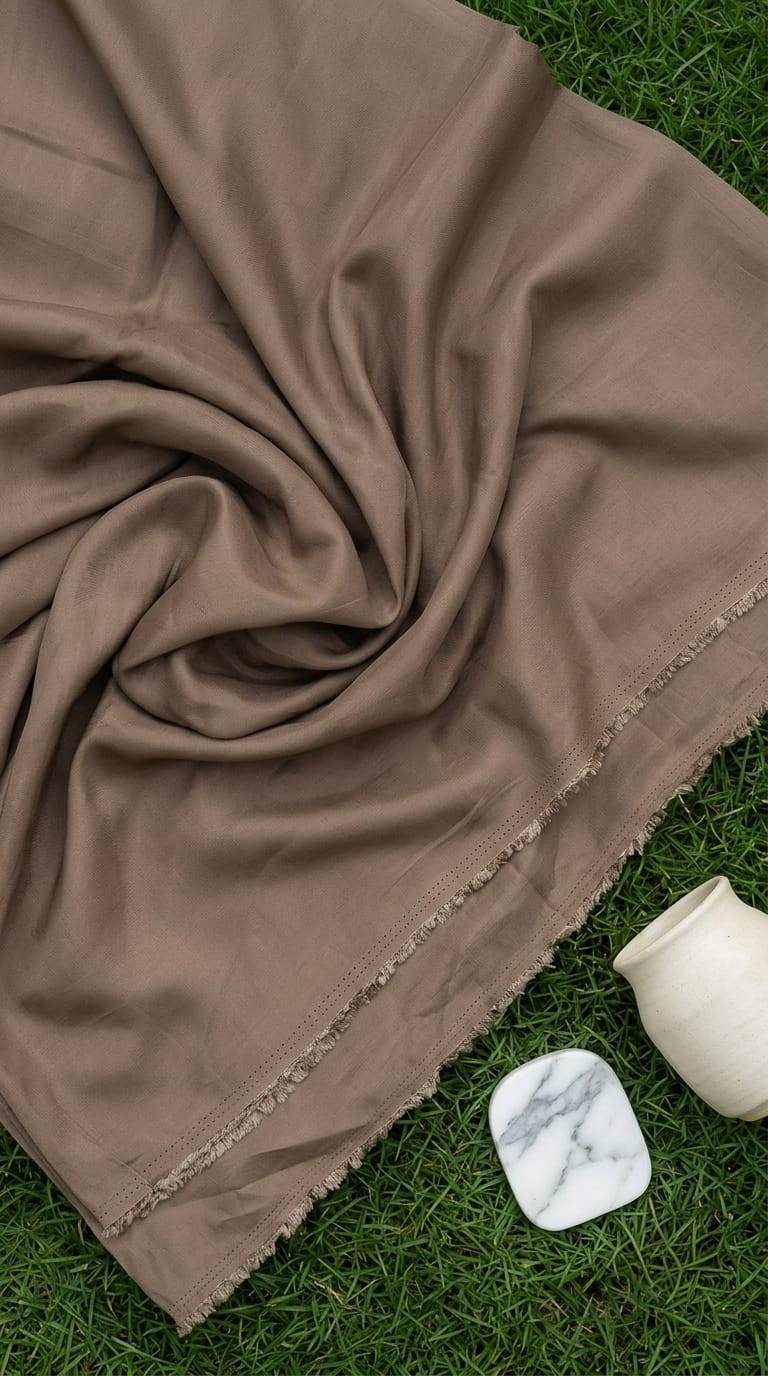 Chocolate Brown Mul Chanderi Fabric (Big Width)