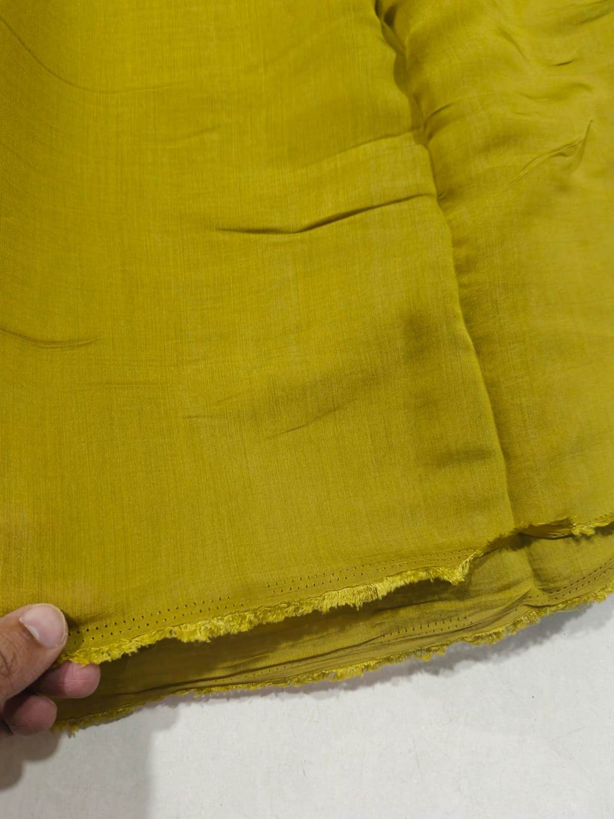 Rich Earthy olive tone  Mul Chanderi Fabric (Big Width)