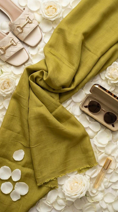 Rich Earthy Olive Tone Mul Chanderi Fabric, Big Width – Fabrics & More