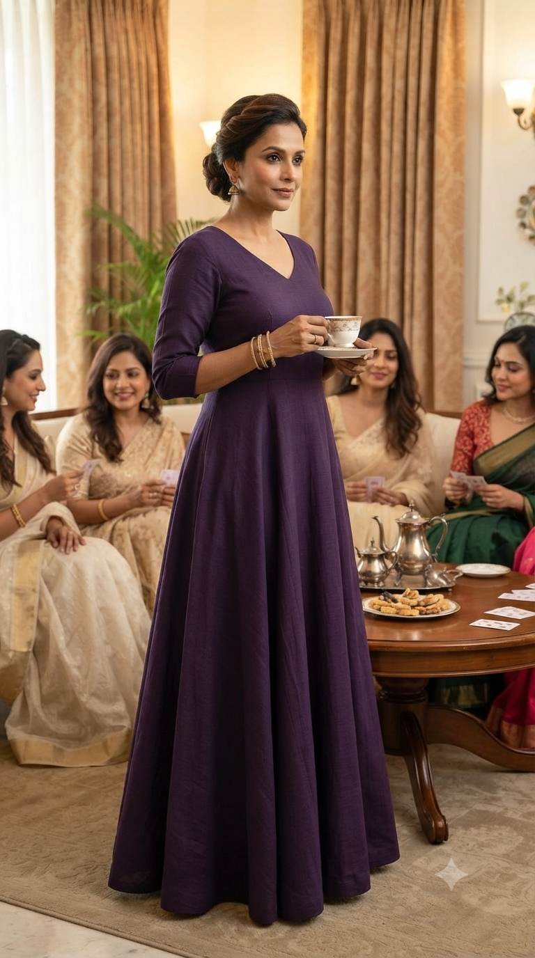 Deep Purple Mul Chanderi Fabric (Big Width)
