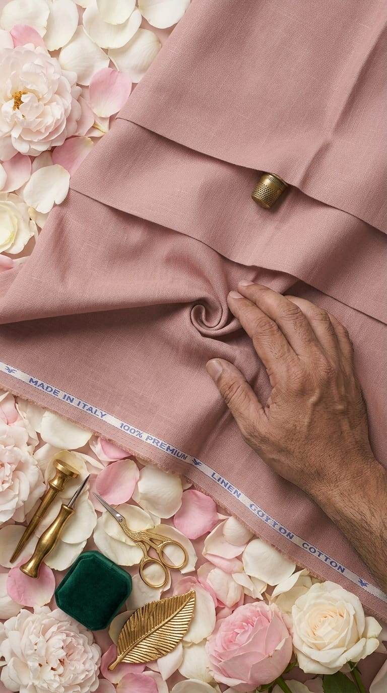 Premium Dusty Rose Cotton Linen 60 Lea fabric