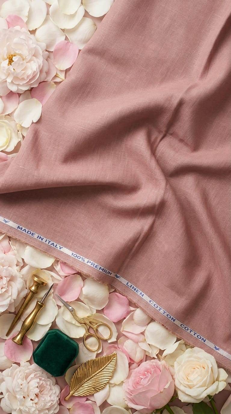 Premium Dusty Rose Cotton Linen 60 Lea fabric
