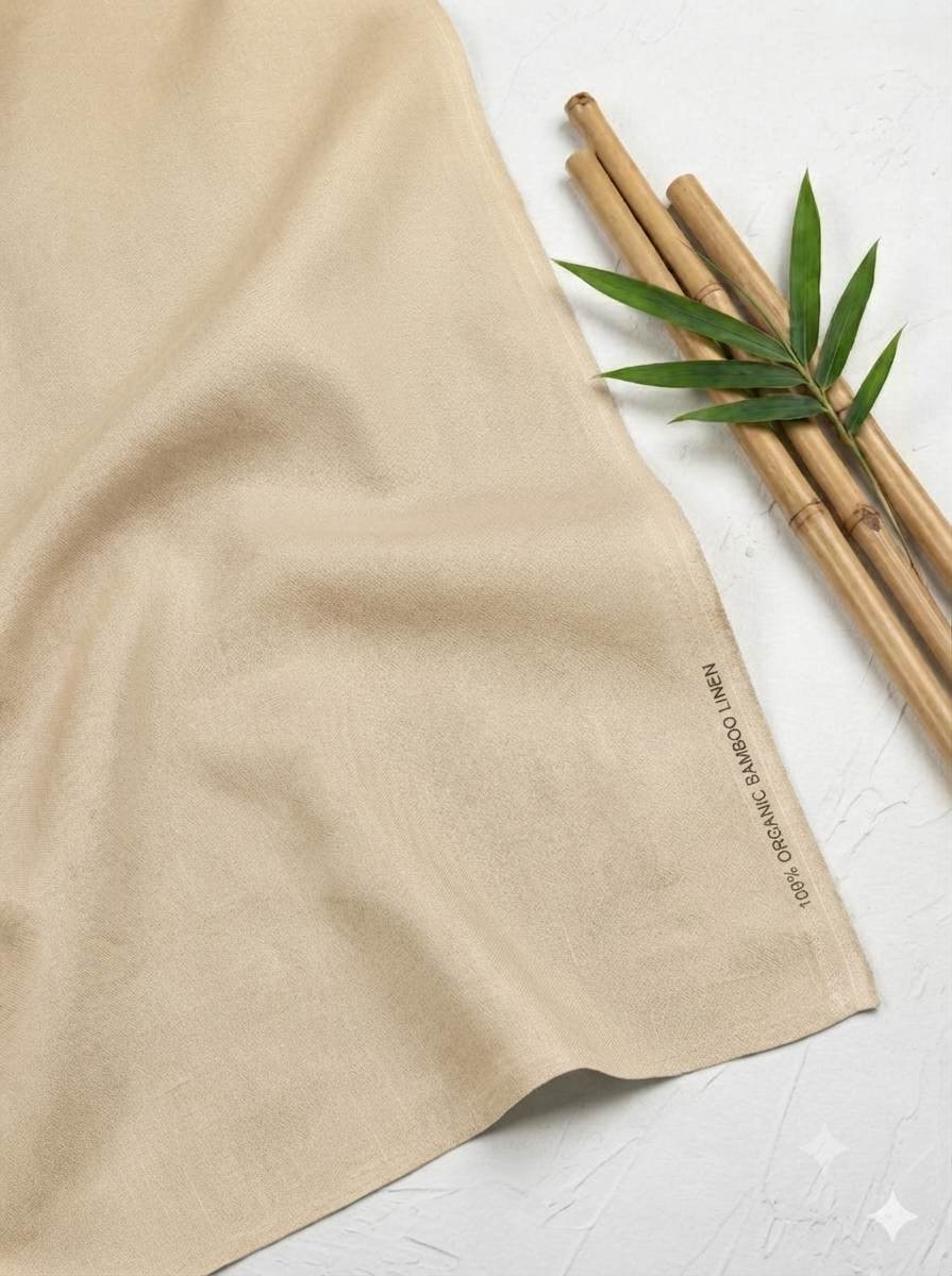 Light Tan 100% Organic Bamboo Cotton Linen Fabric