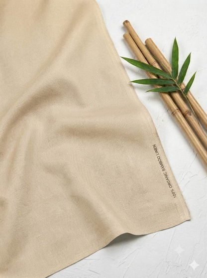 Light Tan 100% Organic Bamboo Cotton Linen Fabric