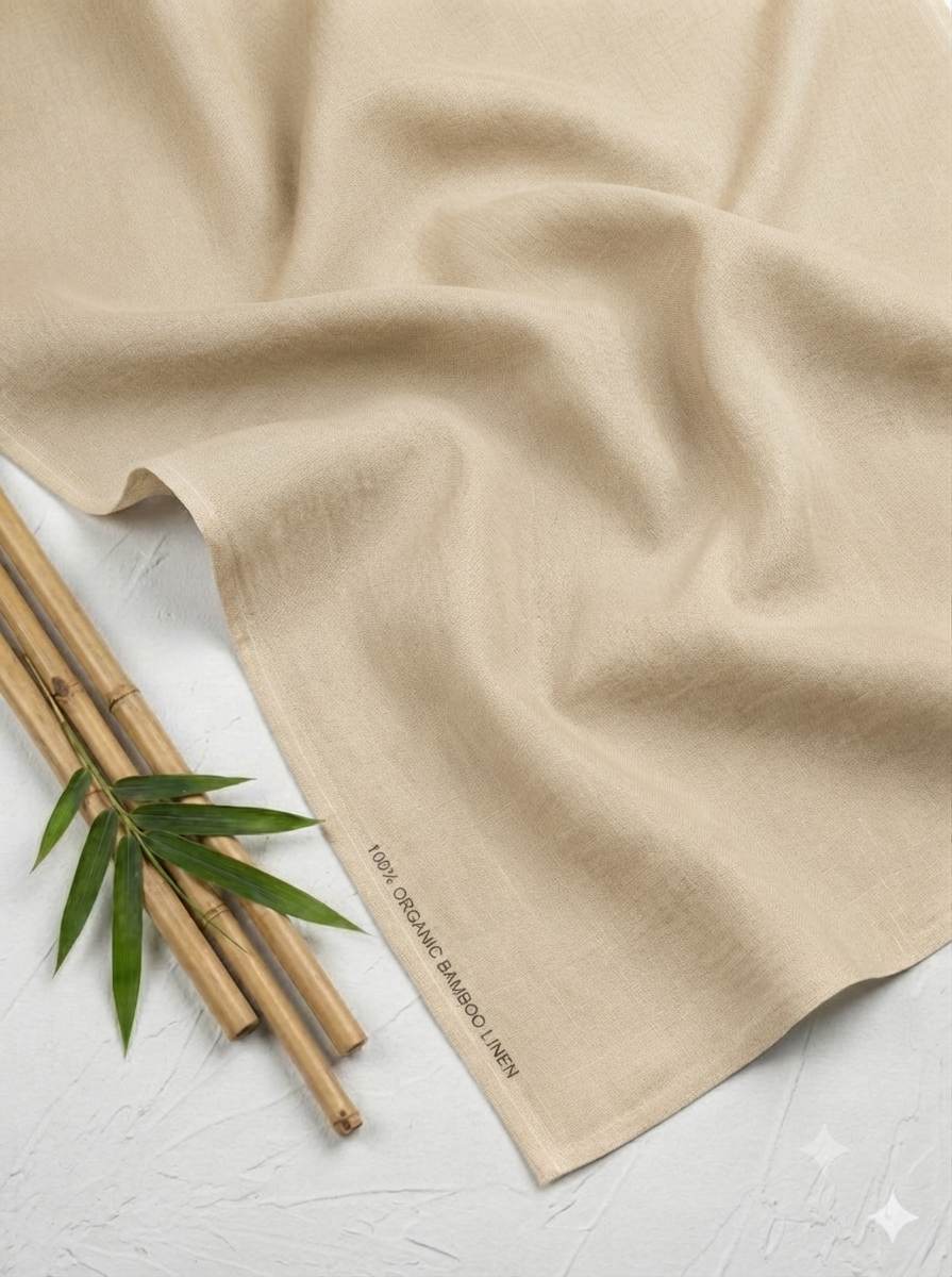 Light Tan 100% Organic Bamboo Cotton Linen Fabric