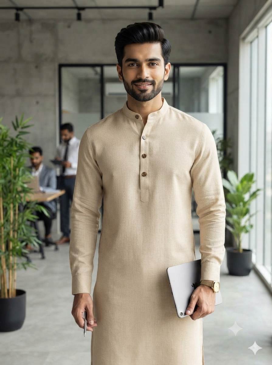 Light Tan 100% Organic Bamboo Cotton Linen Fabric