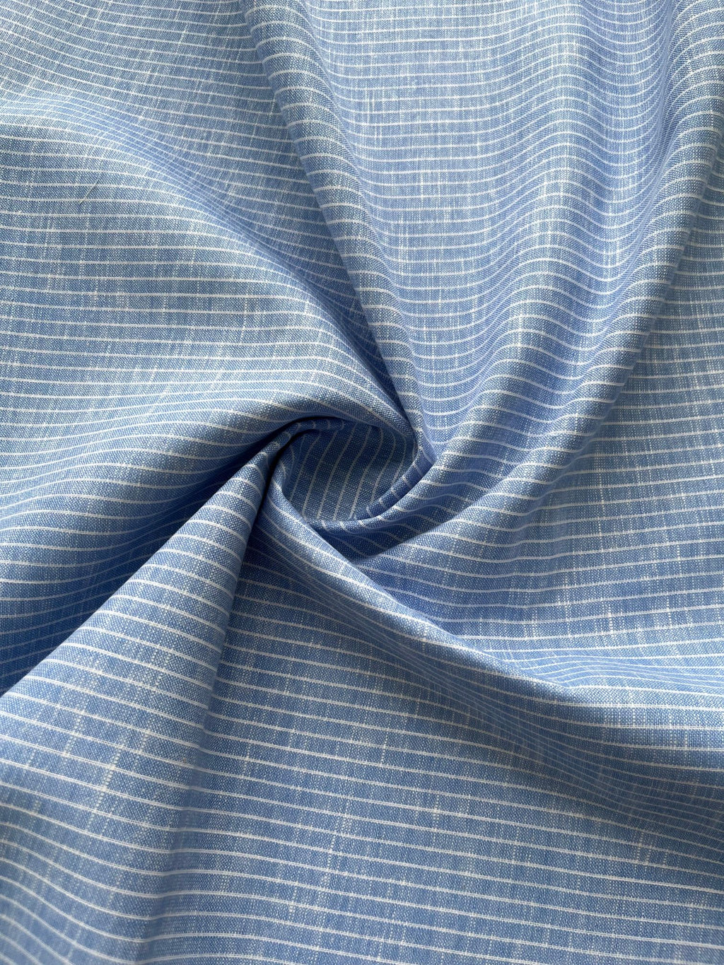 Blue White Stripes Premium 60 lea Italian Cotton Linen Fabric