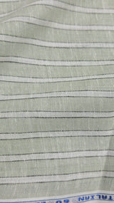 Sage Green & White Striped Cotton-Linen 60 Lea Fabric