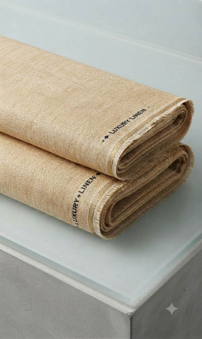 Yellowish Tone Biscuit Khadi Linen Fabric