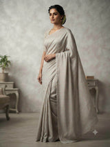Elegant Grey Woven Golden Motif butti Ensemble Chanderi Fabric