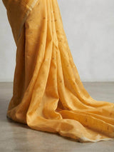 Musterd Yellow Woven Golden Motif butti Ensemble Chanderi Fabric