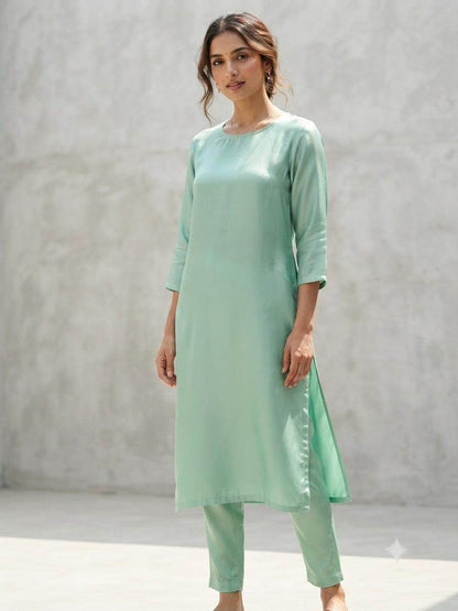 Mint Green Malai Chanderi Silk Fabric