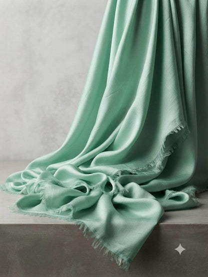 Mint Green Malai Chanderi Silk Fabric