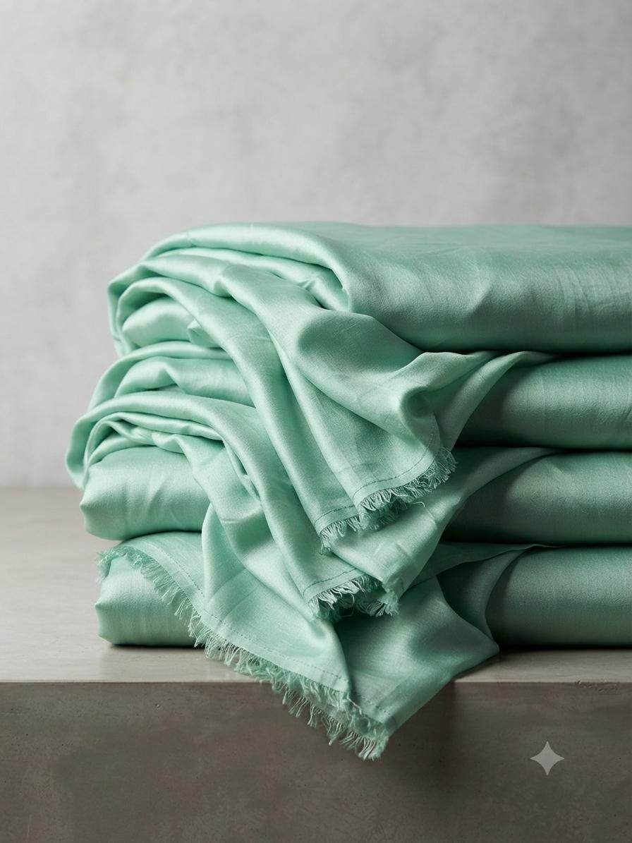 Mint Green Malai Chanderi Silk Fabric