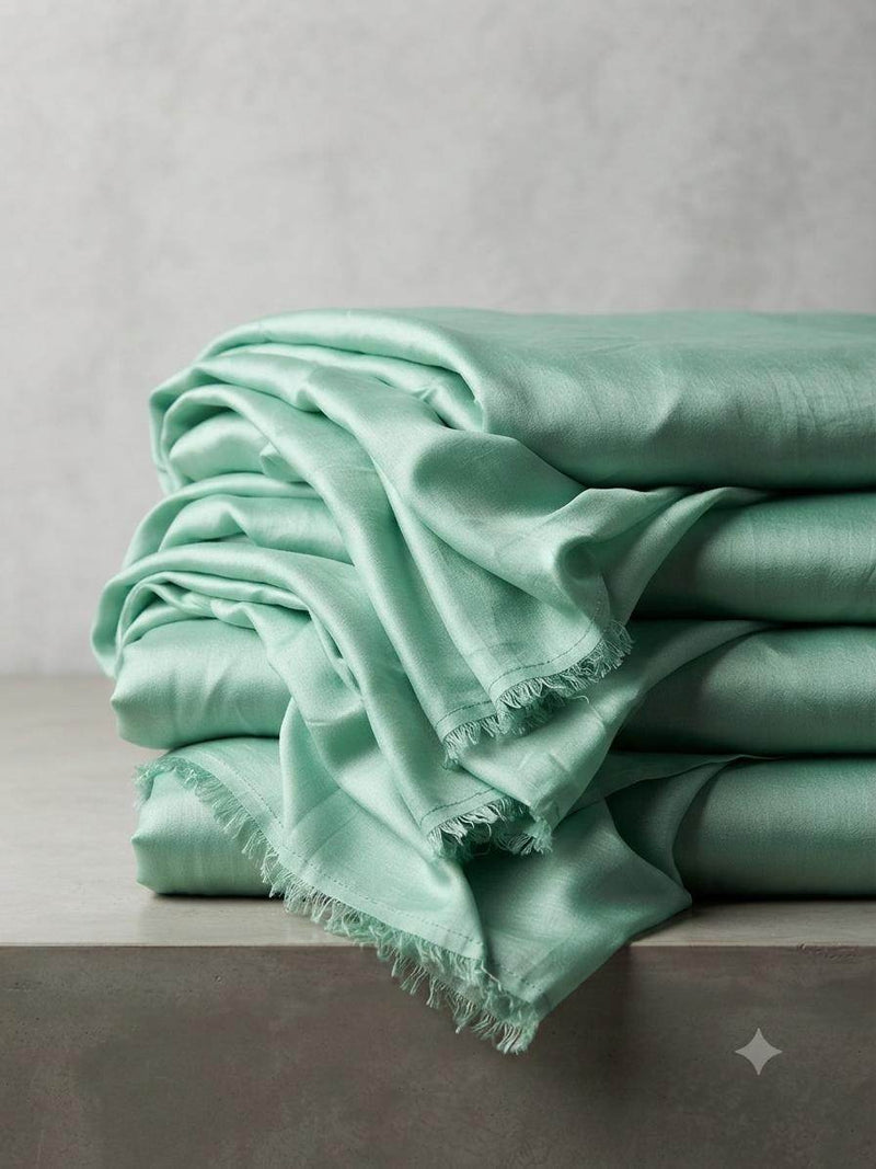 Mint Green Malai Chanderi Silk Fabric