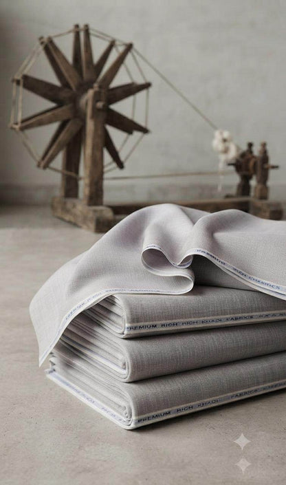 Pastel Gray tone Rich Khadi Linen Fabric