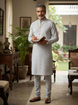Pastel Gray tone Rich Khadi Linen Fabric
