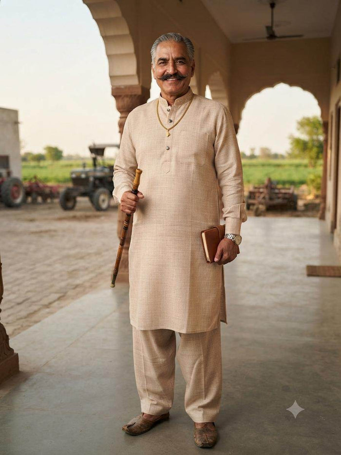 Pastel Peach tone Rich Khadi Linen Fabric