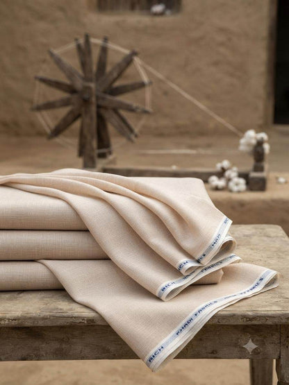 Pastel Peach tone Rich Khadi Linen Fabric