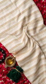 Neutral Elegance Striped Cotton-Linen 60 Lea Fabric