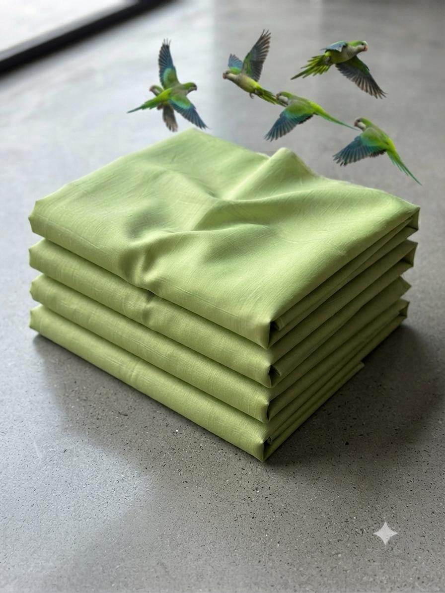 Parrot Green Chanderi Silk Fabric