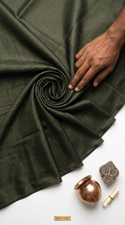 Mehndi Green Glossy chanderi Shirting fabric
