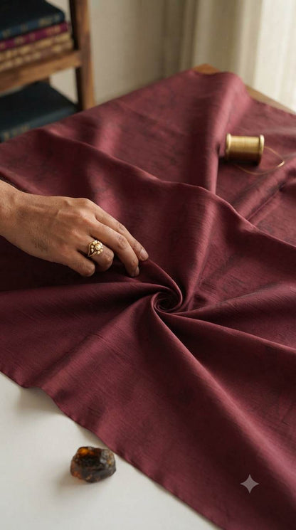 Wine Glossy chanderi Shirting fabric