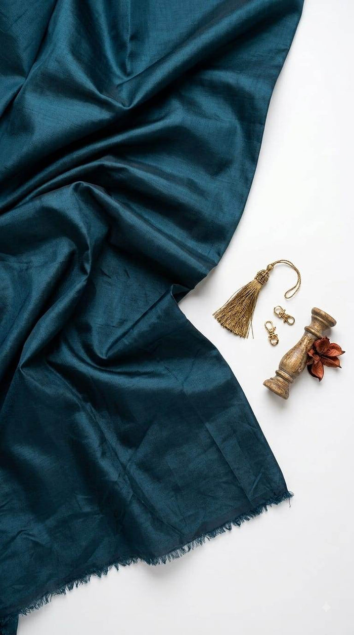 Deep Blue Glossy chanderi Shirting fabric